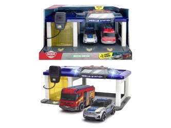 SOS Stacja ratownicza 34cm z 2 pojazdami - Dickie Toys