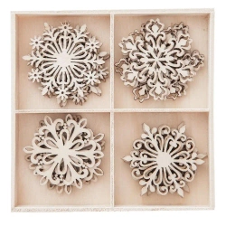 Śnieżynki z drewna 20szt - Dalprint