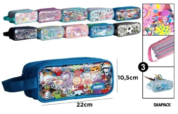 Piórnik trzykomorowy z uchwytem MIX - Sampack