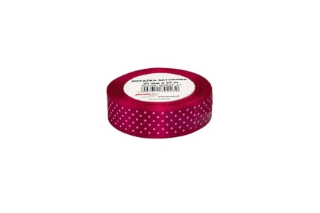 Wstążka satynowa w kropki bordowa 25mmx22m - Brewis
