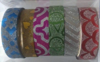 Taśma ozdobna wzorki brokat 10mmx4m 6szt - Galeria Hobby