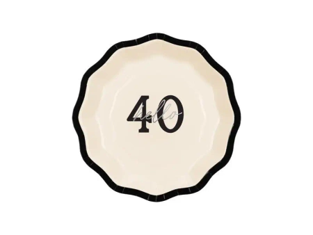 Talerzyki papierowe Hello 40 18cm 6szt - PartyDeco
