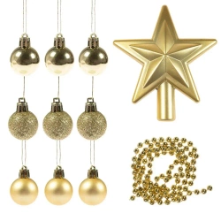 Bombki + gwiazda + łańcuch złoty 11el - Arpex