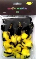 Pompony dwukolorowe żółto czarne 25-40mm 21szt - Galeria Hobby