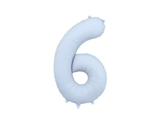 Balon foliowy cyfra 6 86cm mglisty niebieski - PartyDeco