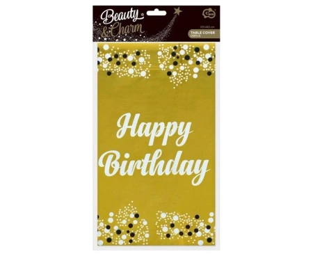 Obrus foliowy B&C Happy Birthday złoty 137x183cm - Godan
