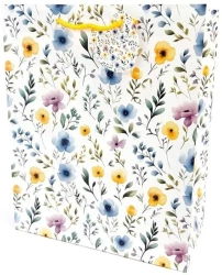 Torebka ozdobna matowa 26x32x12cm Kwiatuszki - Fresh