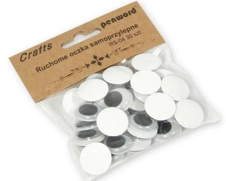 Ruchome oczka samoprzylepne 20mm 30szt - Penword
