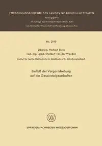 Einfluss Der Vorgarndrehung Auf Die Gespinsteigenschaften - Herbert Stein