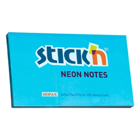 Notes samoprzylepny 127x76mm niebieski neon 100 kartek - STICKN