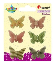 Naklejki foliowe 3D motyle 32x24mm mix 6szt - Titanum