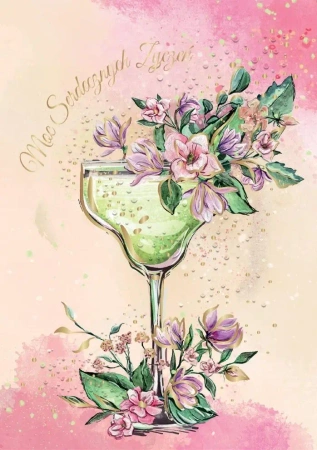 Karnet A5 kieliszek z kwiatami - Henry