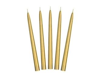 Świeca stożkowa złota 24cm 10szt - PartyDeco