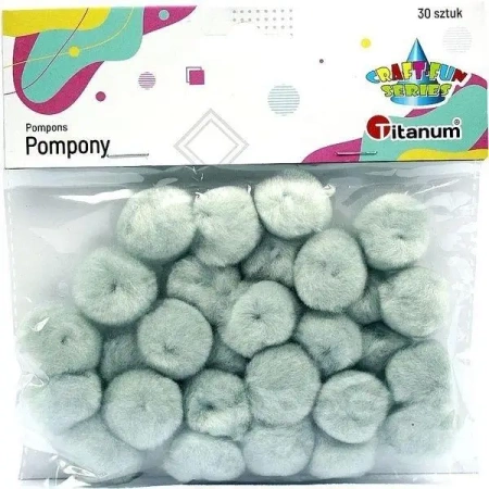 Pompony akrylowe 25mm szare 30szt - Titanum