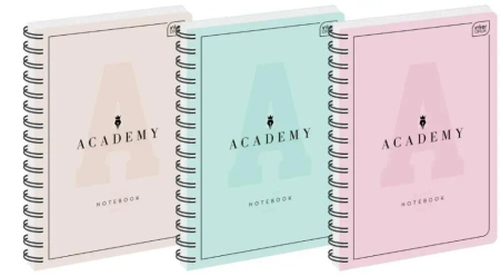 Kołozeszyt A4/100K kratka Academy Pastel (5szt) - INTERDRUK