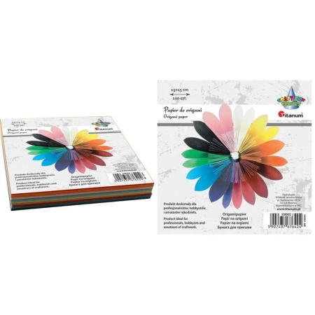 Papier do origami kwadratowy 15x15cm mix 100szt - Titanum