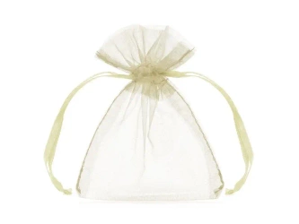 Woreczki z organzy kremowy 10cm 10szt - PartyDeco