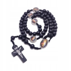 Różaniec drewniany czarny - Jezu ufam Tobie - Art Sacrum