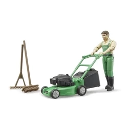 Figurka ogrodnika z kosiarką i akcesoriami - Bruder