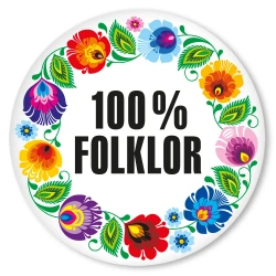 Przypinka duża 100% folklor biały Folkstar