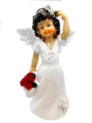 Figurka Aniołek koszyk z kwiatami 15cm - Art Sacrum