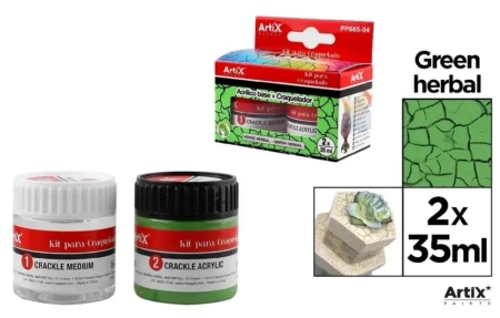 Farba akrylowa ciema zieleń+środek do spękań 2x35 - Artix