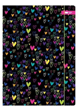 Teczka z gumką A4 My Love czarna HAPPY COLOR - GDD