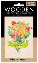 Karnet drewniany C6 + koperta Gratulacje - Cozywood