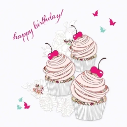 Karnet Swarovski kwadrat CL0510 Urodziny babeczki - Clear Creations