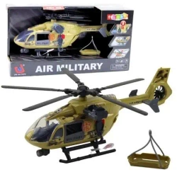 Helikopter wojskowy + hak + nosze + światła 1:14 - Leantoys