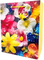 Torebka ozdobna matowa 18x23x10cm Kwiaty - Fresh