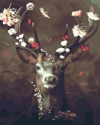 Malowanie po numerach - Jeleń z kwiatami 40x50 cm - Twoje Hobby