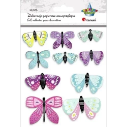 Motyle papierowe samoprzylepne mix 10szt - Titanum