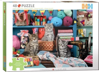 Puzzle 48 Kittens in the Sewing Room by Greg Cuddiford 6748-6020 - Eurographics