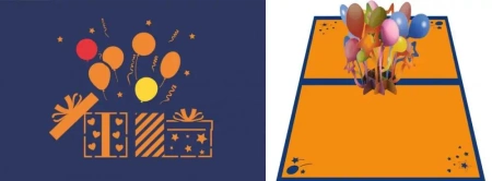 Karnet 12x18 cm + koperta POP-UP Balony - DaVinci