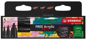Marker Free Acrylic 3szt czarny STABILO