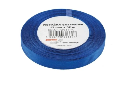 Wstążka satynowa ciemna niebieska 12mmx32m - Brewis