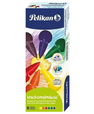 Kredki świecowe myszki 6 kolorów - PELIKAN