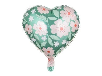 Balon foliowy Serce w kwiaty 45cm - PartyDeco