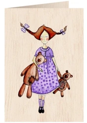 Karnet drewniany C6 + koperta Misie - Cozywood