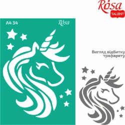 Szablon samoprzylepny wielokrotnego użytku jednorożec 21x29.7cm - ROSA