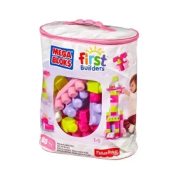 Mega Bloks. CYP72 First Builders. Klocki w różowej torbie, 80 elementów