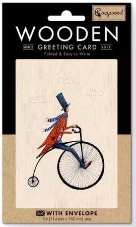 Karnet drewniany C6 + koperta Rower retro - Cozywood