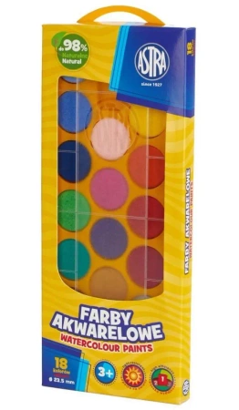 Farby akwarelowe fi 23.5mm 18 kolorów ASTRA - ASTRA papiernicze