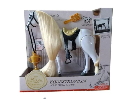 Koń z akcesoriami, biały
