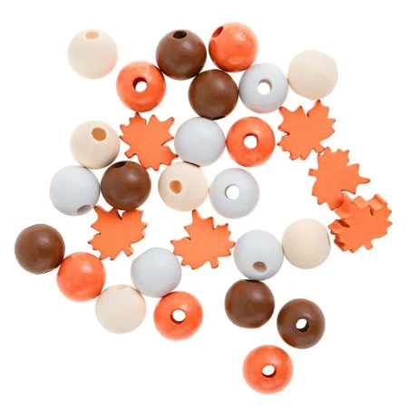Drewniane koraliki jesienne 16mm 30szt - Dalprint dpCraft