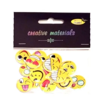 Guziki ozdobne Emoji 20mm 15szt - Galeria Hobby