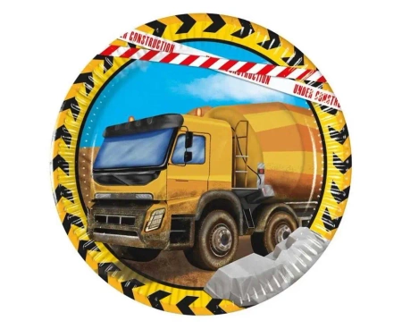 Talerzyki papierowe Construction 20cm 8szt - Godan