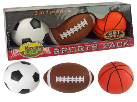 Zestaw miękkich piłek sportowych 3w1 - Leantoys