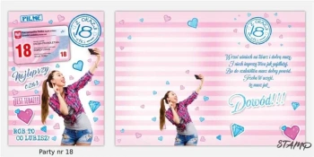 Karnet Party naklejany B6+koperta Urodziny 18 wz18 - Stamp